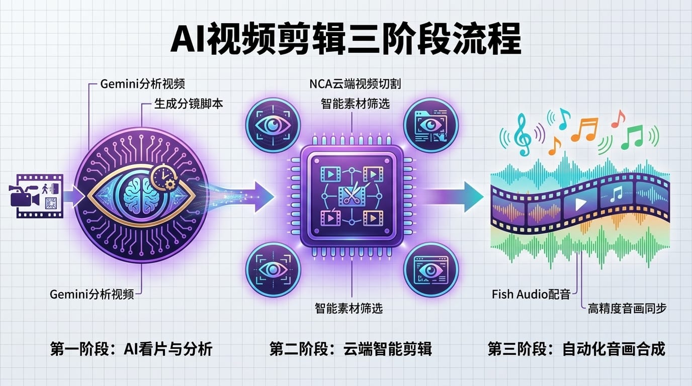 AI视频剪辑三阶段流程