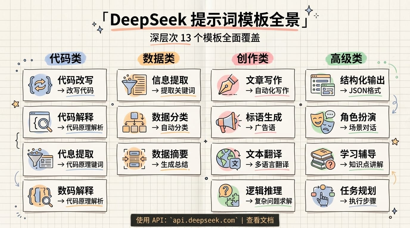 DeepSeek 13个提示词模板全景