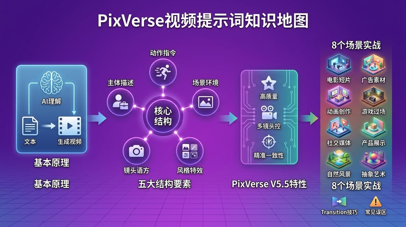 PixVerse视频提示词知识地图