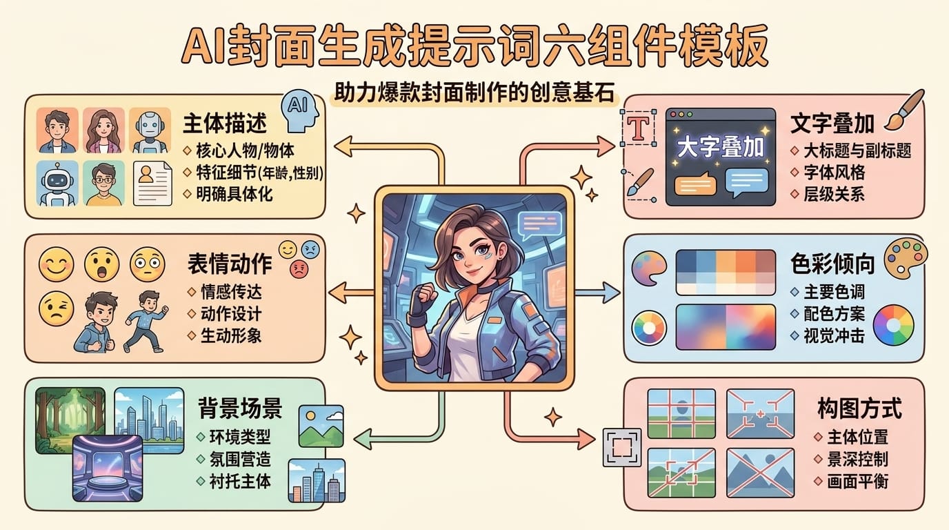AI封面生成提示词六组件模板