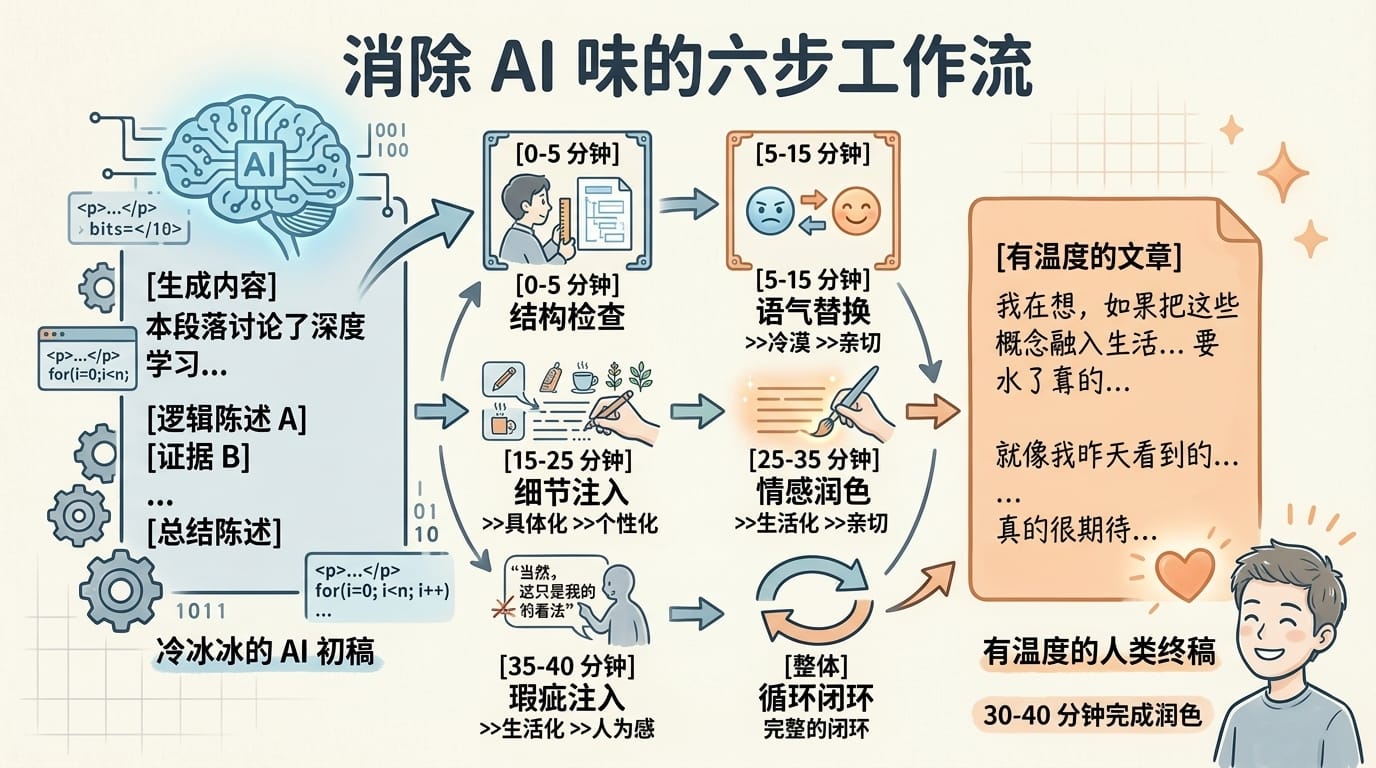 消除 AI 味的六步工作流