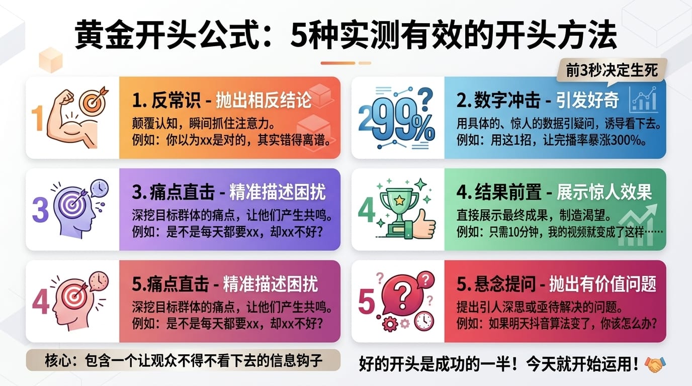 黄金开头公式：5种实测有效的开头方法