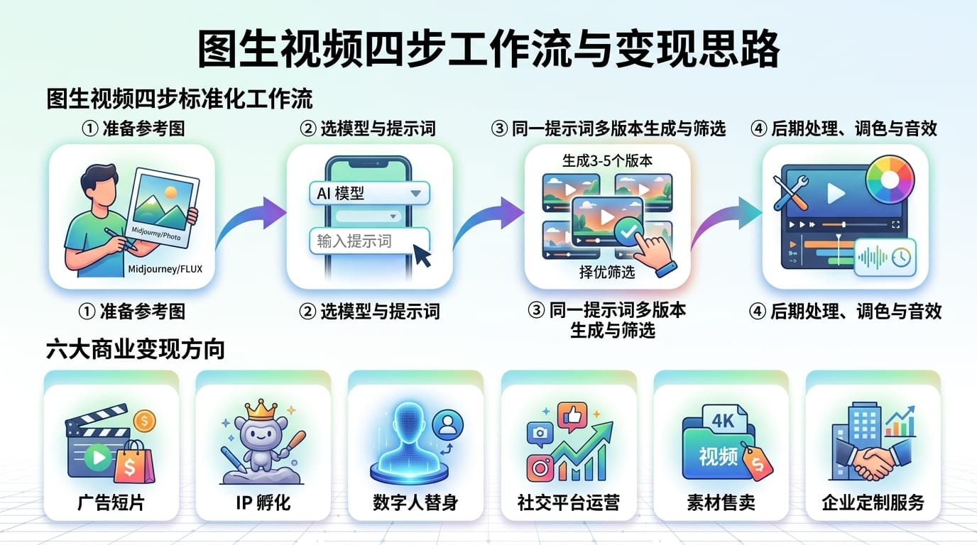 图生视频四步工作流与变现思路