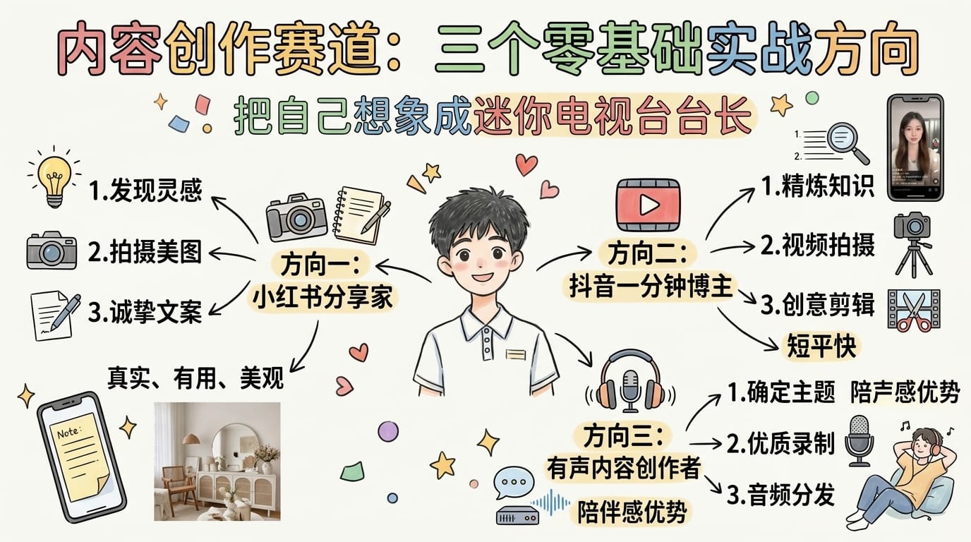 内容创作赛道：三个零基础实战方向