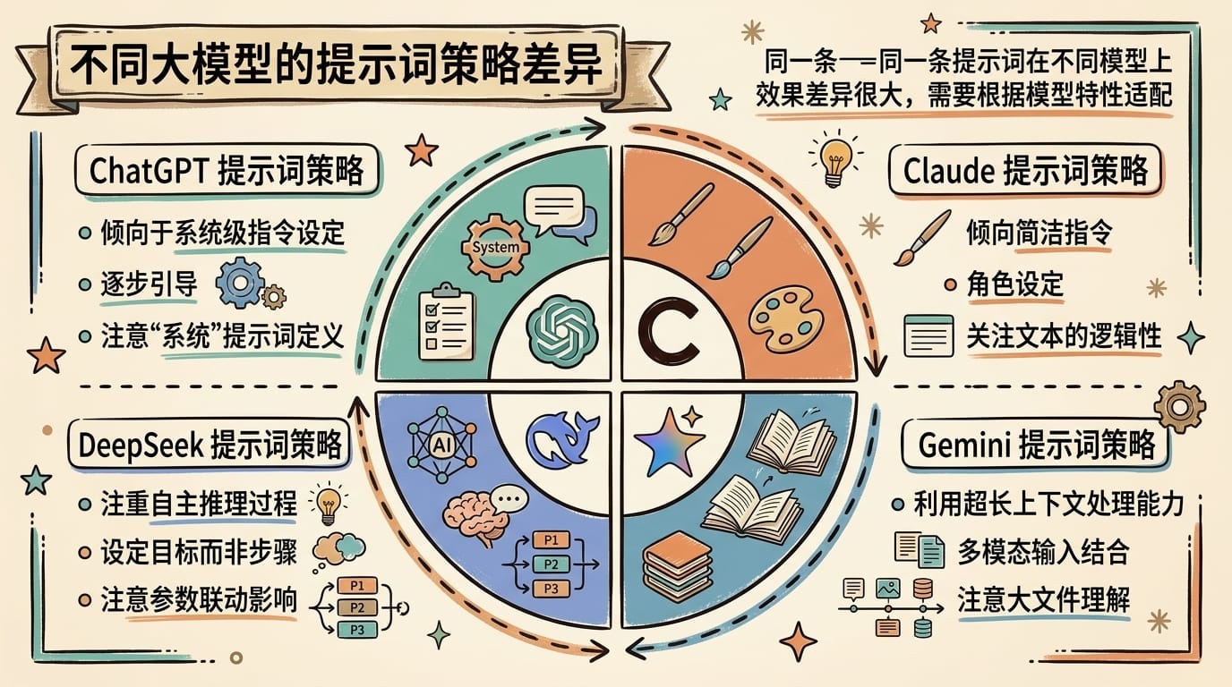 不同模型的提示词策略差异