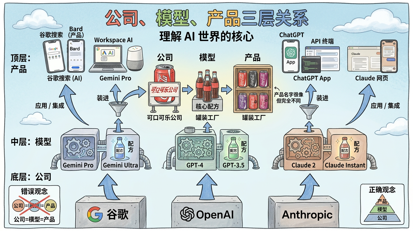 公司、模型、产品三层关系