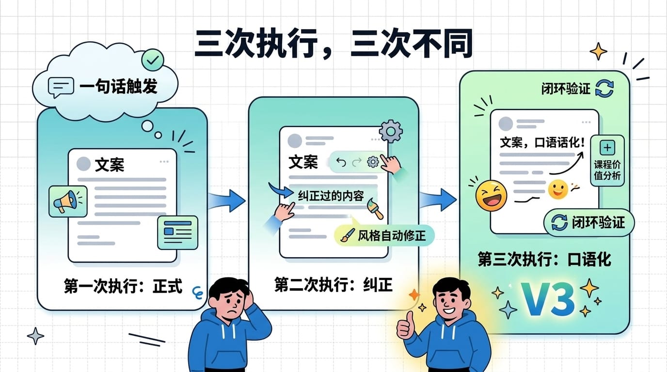 三次执行,三次不同