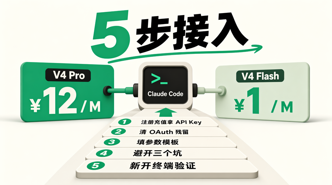 DeepSeek V4 two-tier pricing V4 Pro vs V4 Flash with the five-step Claude Code integration path