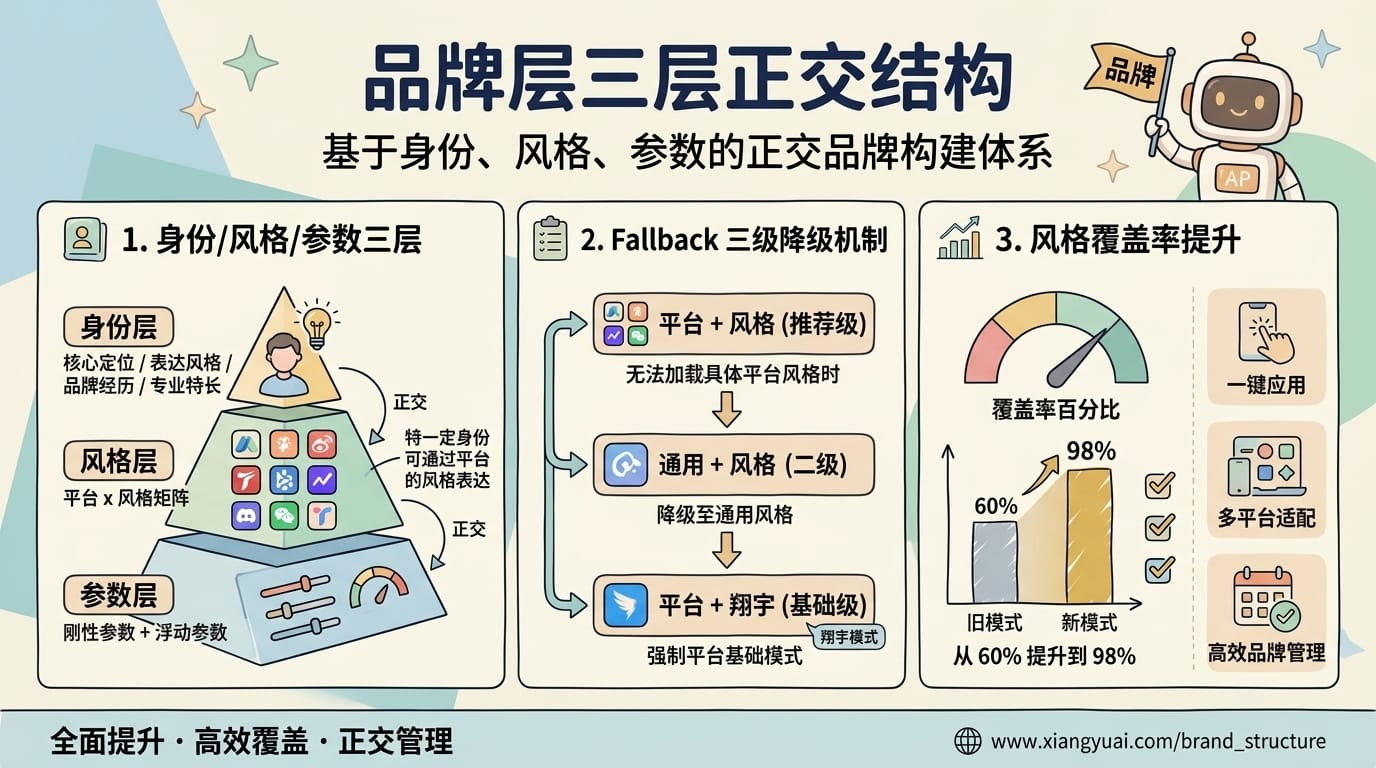 品牌层三层正交结构 + Fallback 三级降级