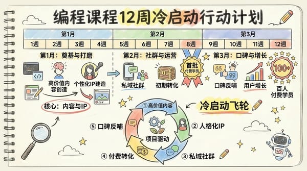 线上编程课程 3 个月冷启动获客创始人手册